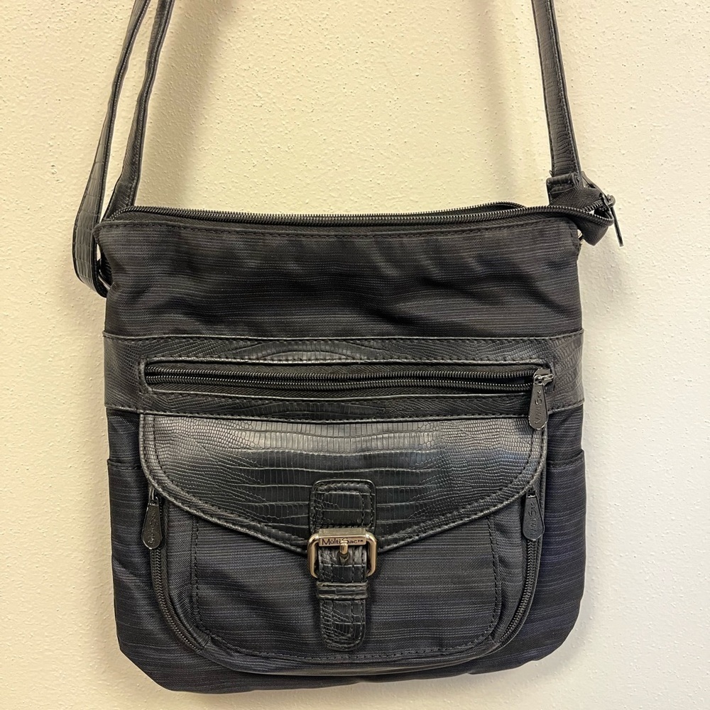Multisac Black & Blue Nylon/Canvas Women's Crossbody Bag Streetwear Minimalist - Picture 4 of 14